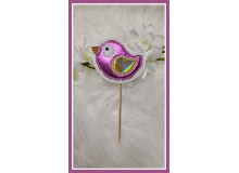 Stickdatei ITH - Blumenstecker Vogel